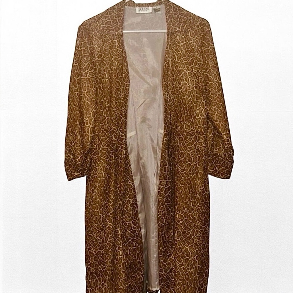 Vintage Selene Sport Animal Print Duster Jacket Lined Robe Coat Small